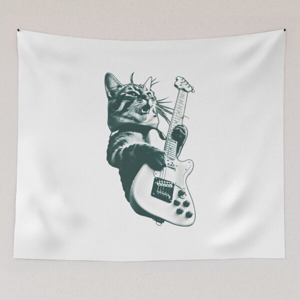 Item preview, Rock Cat Playing Guitar,  A Funny Guitar Cat, Perfect for Cat Lovers and Rock Lovers Alike designed and sold by DesignDenDo ⭐⭐⭐⭐⭐.