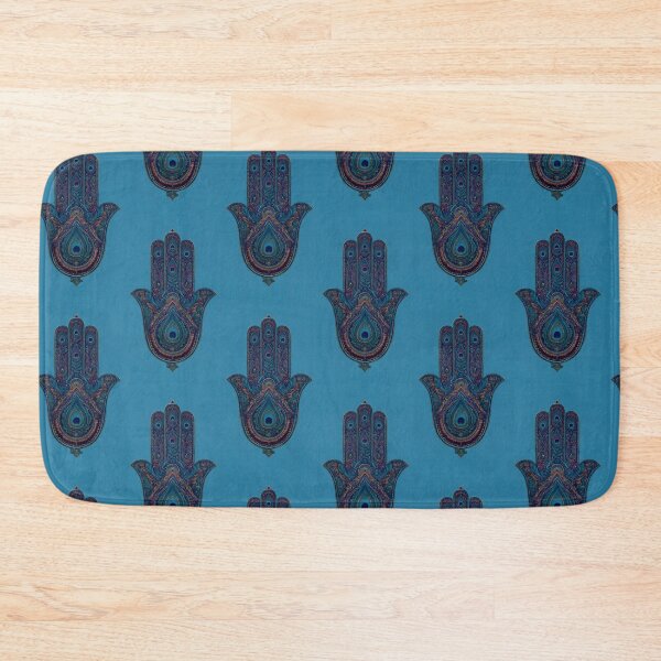 Item preview, Hamsa Hand Peacock Feather Pattern | Boho Protection Symbol Blue Aesthetic designed and sold by ClaraToneStudio.