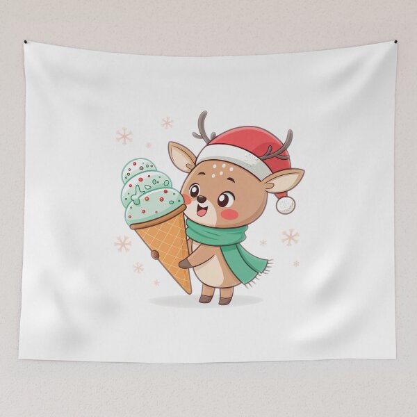 Item preview, Cute Reindeer with Ice Cream – Sweet Christmas Vibes by Vivo Studio designed and sold by VivoStudio.