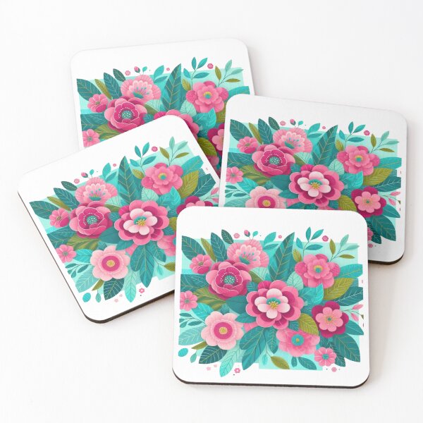 Item preview, Fuschia Pink and Teal Floral Group designed and sold by scrappygrammy.