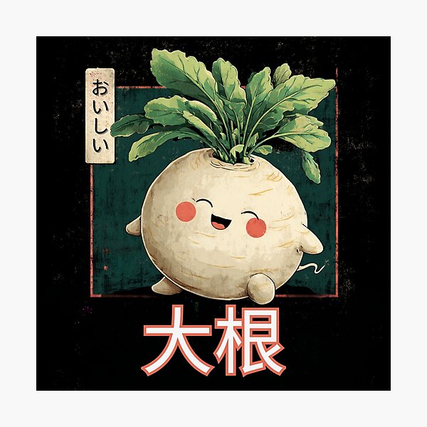 Item preview, Happy Kawaii Daikon Radish Character designed and sold by JeNoStudio.