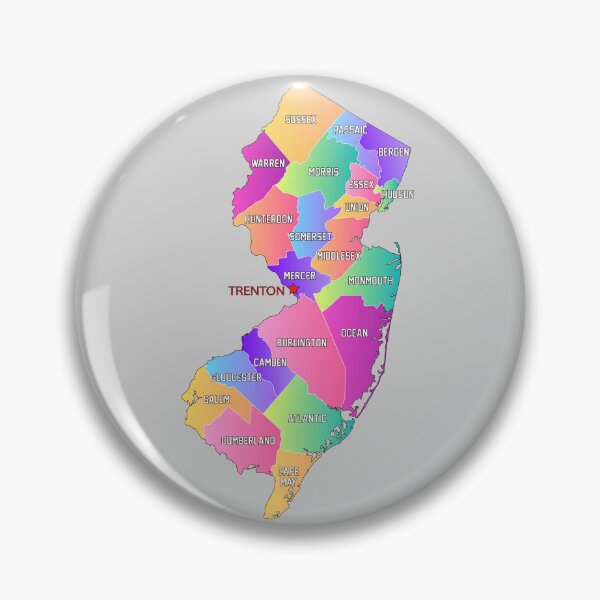 Item preview, Vibrant New Jersey County Map with Trenton Star | NJ Pride Gift designed and sold by mashmosh.