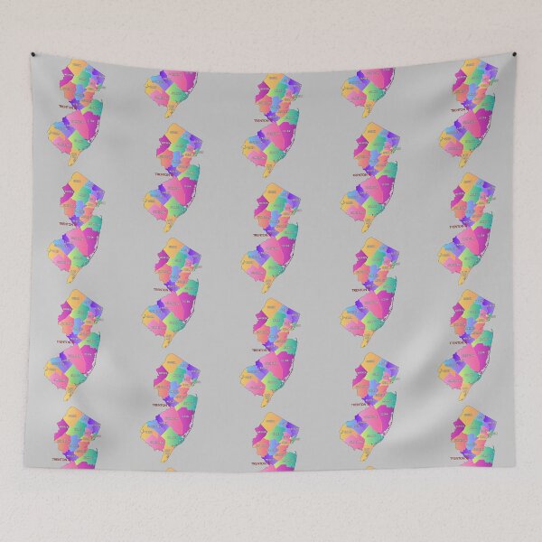 Item preview, Vibrant New Jersey County Map with Trenton Star | NJ Pride Gift designed and sold by mashmosh.