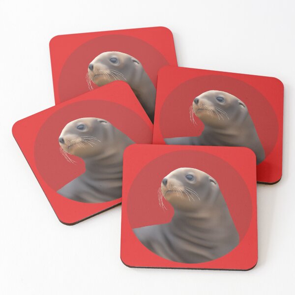 Item preview, Young sea lion pup on red designed and sold by GivernyKate.