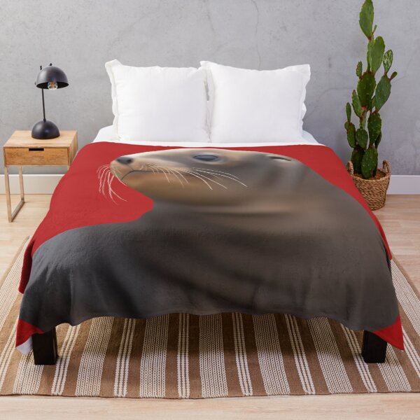 Item preview, Young sea lion pup on red designed and sold by GivernyKate.