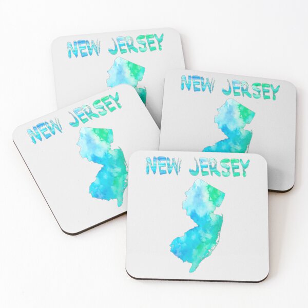 Item preview, Vibrant Watercolor New Jersey Map - Coastal Blue & Green State Pride designed and sold by mashmosh.