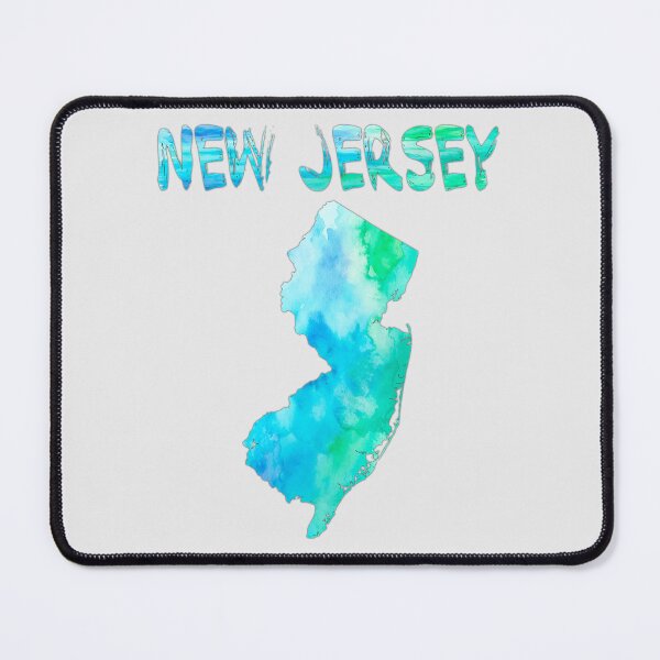 Item preview, Vibrant Watercolor New Jersey Map - Coastal Blue & Green State Pride designed and sold by mashmosh.