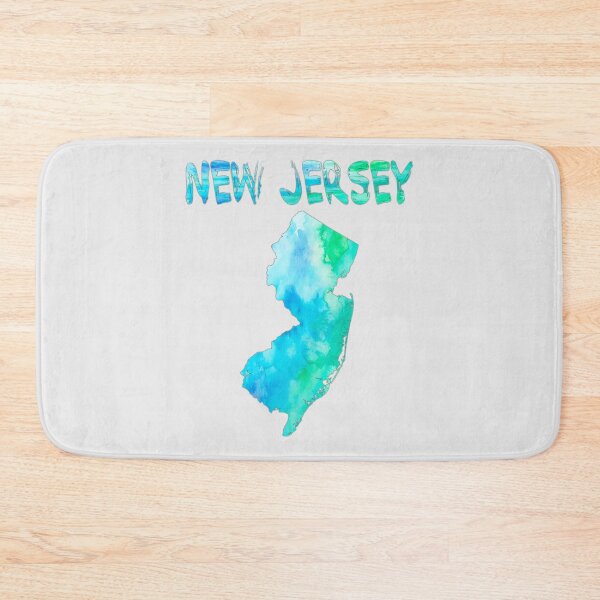 Item preview, Vibrant Watercolor New Jersey Map - Coastal Blue & Green State Pride designed and sold by mashmosh.