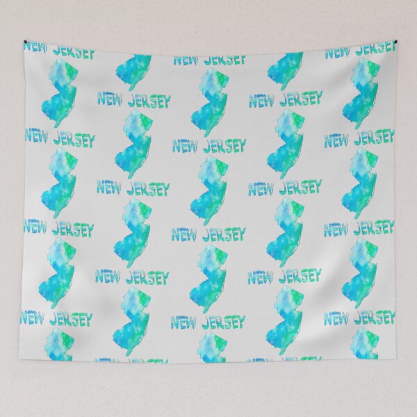 Item preview, Vibrant Watercolor New Jersey Map - Coastal Blue & Green State Pride designed and sold by mashmosh.