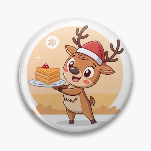 Item preview, Cute Christmas Reindeer with Cake – Sweet Holiday Art by Vivo Studio designed and sold by VivoStudio.