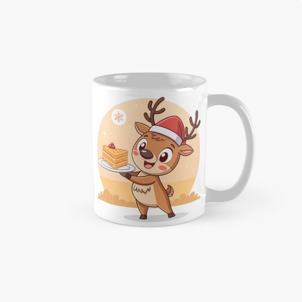 Item preview, Cute Christmas Reindeer with Cake – Sweet Holiday Art by Vivo Studio designed and sold by VivoStudio.