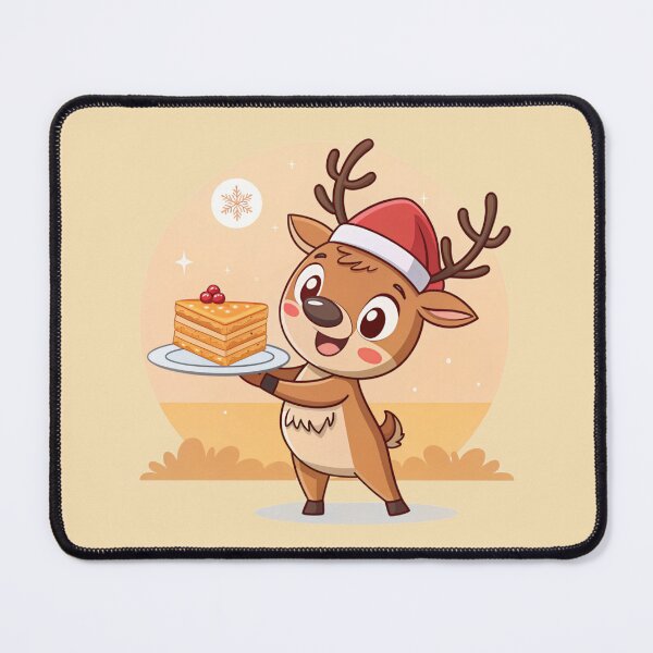 Item preview, Cute Christmas Reindeer with Cake – Sweet Holiday Art by Vivo Studio designed and sold by VivoStudio.