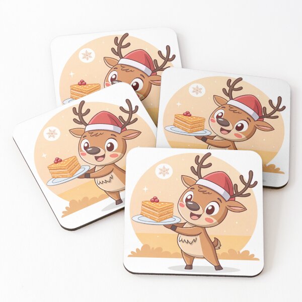 Item preview, Cute Christmas Reindeer with Cake – Sweet Holiday Art by Vivo Studio designed and sold by VivoStudio.