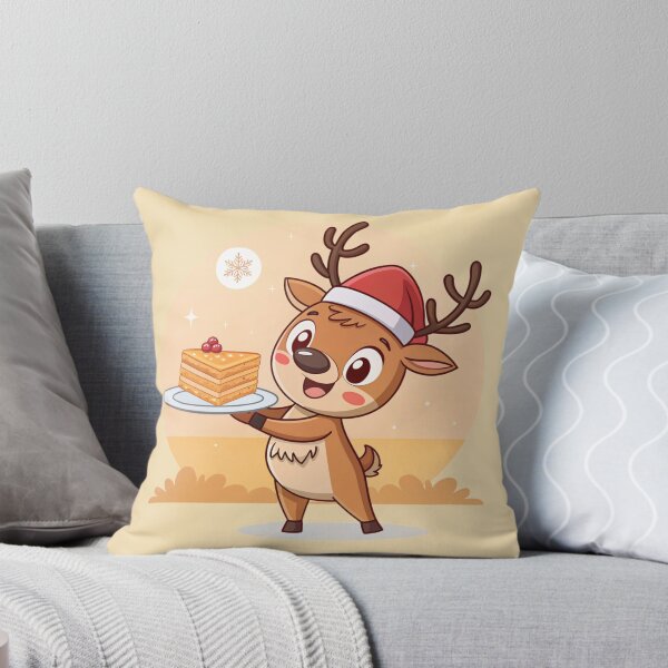 Item preview, Cute Christmas Reindeer with Cake – Sweet Holiday Art by Vivo Studio designed and sold by VivoStudio.
