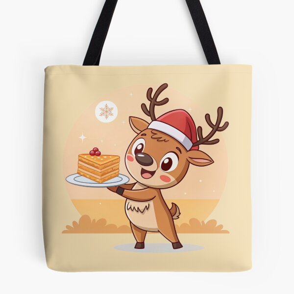 Item preview, Cute Christmas Reindeer with Cake – Sweet Holiday Art by Vivo Studio designed and sold by VivoStudio.