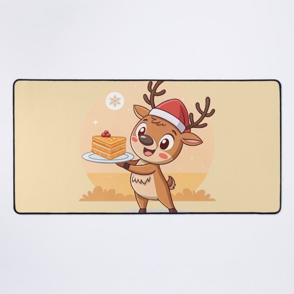 Item preview, Cute Christmas Reindeer with Cake – Sweet Holiday Art by Vivo Studio designed and sold by VivoStudio.
