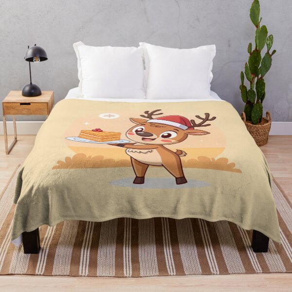 Item preview, Cute Christmas Reindeer with Cake – Sweet Holiday Art by Vivo Studio designed and sold by VivoStudio.