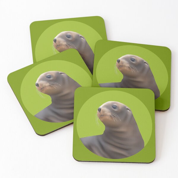 Item preview, Young pakake (NZ sea lion pup) on green designed and sold by GivernyKate.