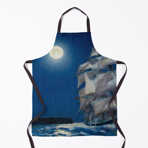 Item preview, Square Riged sailing ship leaving Javea Spain at night designed and sold by Mackenzie Moulton International Artist .
