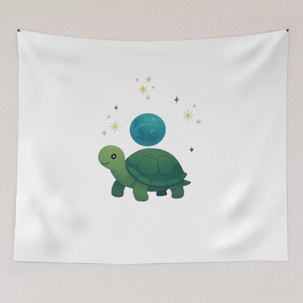 Item preview, Cosmic Turtle Guardian – Cute Space Animal Illustration designed and sold by ELVIN DESIGNS.