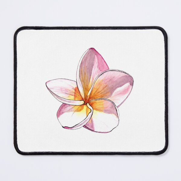 Item preview, Pink - White Plumeria Frangipani Flower - Watercolor Art designed and sold by AquarellChill.