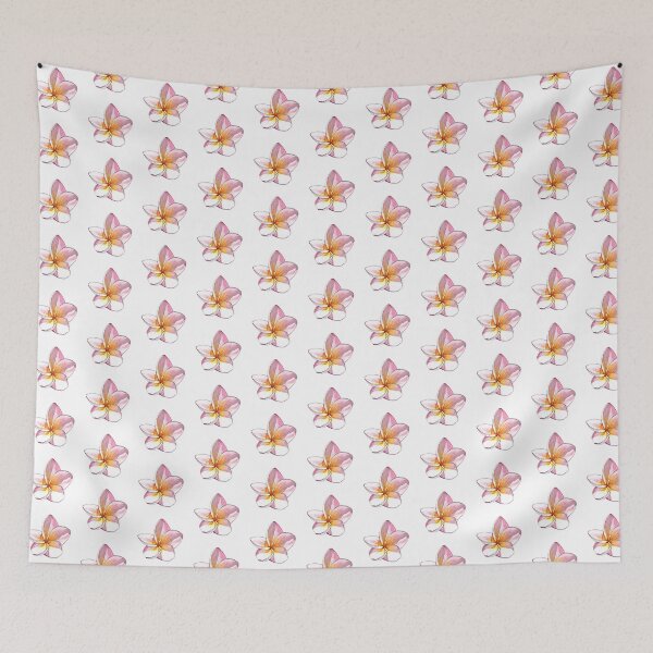 Item preview, Pink - White Plumeria Frangipani Flower - Watercolor Art designed and sold by AquarellChill.