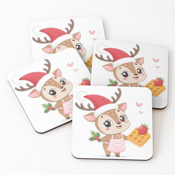 Item preview, Cute Christmas Reindeer with Waffle – Sweet Holiday Joy by Vivo Studio Reindeer with Cupcake – Sweet Christmas Magic by Vivo Studio designed and sold by VivoStudio.