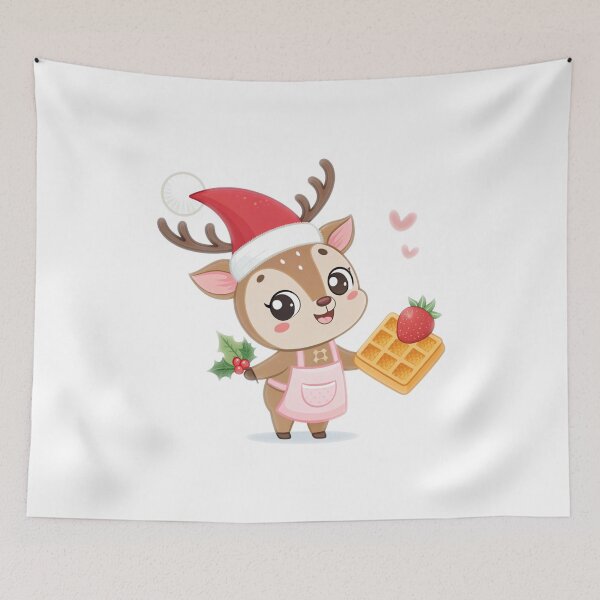 Item preview, Cute Christmas Reindeer with Waffle – Sweet Holiday Joy by Vivo Studio Reindeer with Cupcake – Sweet Christmas Magic by Vivo Studio designed and sold by VivoStudio.