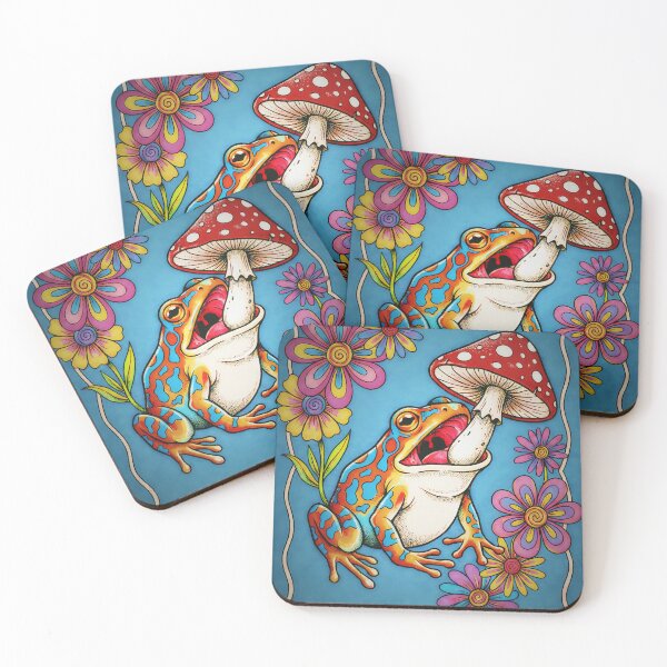 Item preview, Psychedelic Frog - Magic Mushroom Art designed and sold by CoffinsArt.
