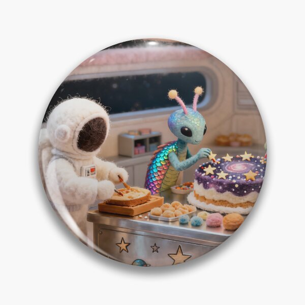 Item preview, Cosmic Kitchen Celebration Inside Cozy Space Station designed and sold by ArtComixHaven.