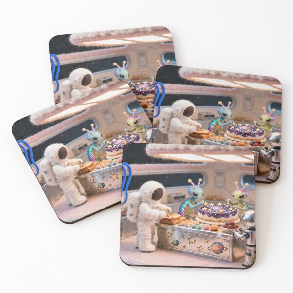Item preview, Cosmic Kitchen Celebration Inside Cozy Space Station designed and sold by ArtComixHaven.