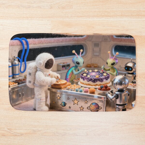 Item preview, Cosmic Kitchen Celebration Inside Cozy Space Station designed and sold by ArtComixHaven.