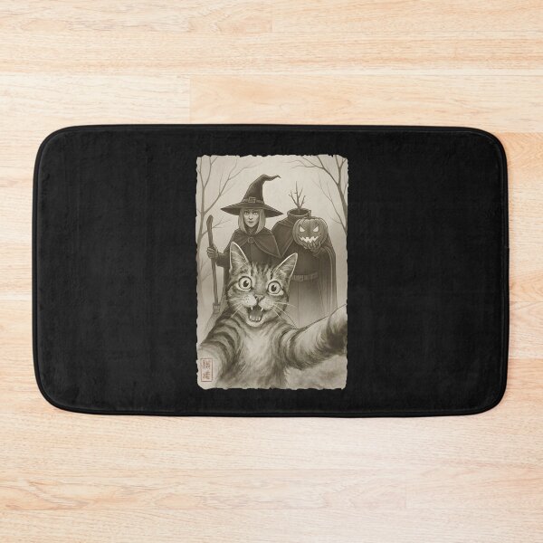 Item preview, Funny Sumi-E Kawaii Surprised Scared Cat Selfie designed and sold by hexenor.