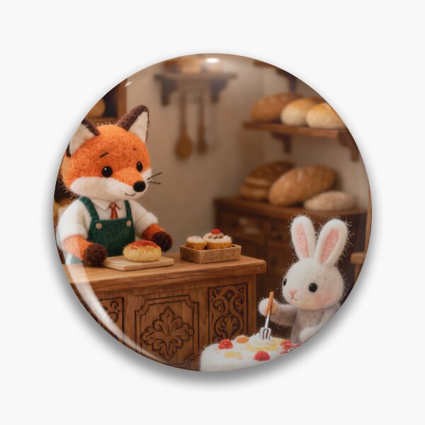 Item preview, Whimsical Woodland Bakery With Felted Animal Friends designed and sold by ArtComixHaven.