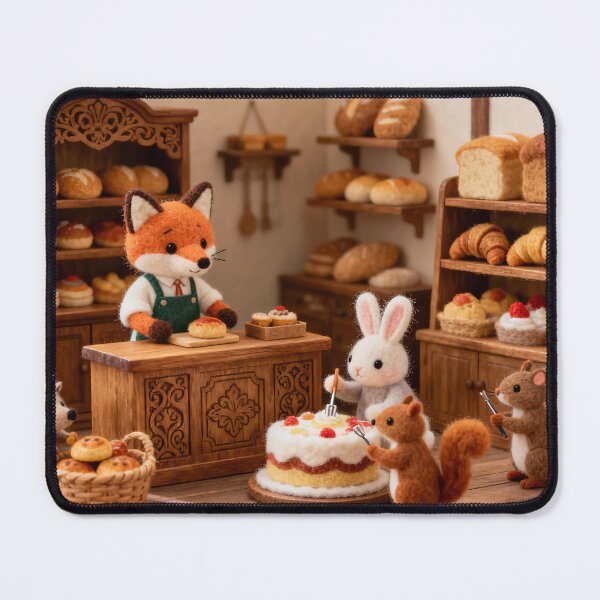 Item preview, Whimsical Woodland Bakery With Felted Animal Friends designed and sold by ArtComixHaven.