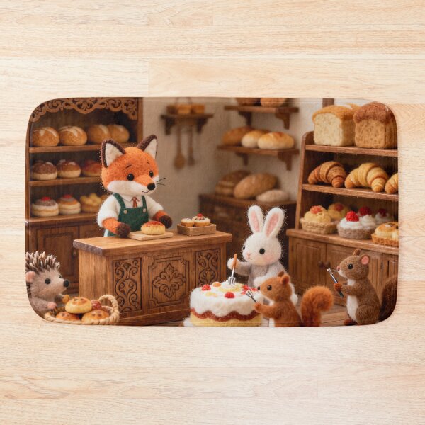 Item preview, Whimsical Woodland Bakery With Felted Animal Friends designed and sold by ArtComixHaven.