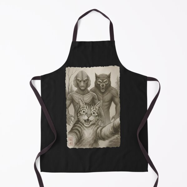 Item preview, Funny Sumi-E Kawaii Surprised Scared Cat Selfie designed and sold by hexenor.