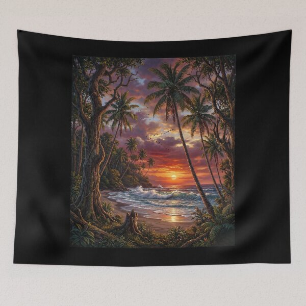 Item preview, Sunset Beach Tropical Palm Tree designed and sold by Fateh-Kro ⭐⭐⭐⭐⭐.
