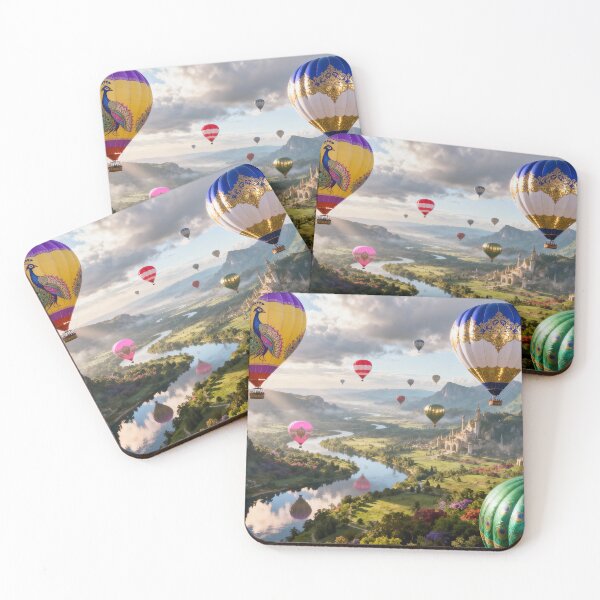 Item preview, Floating Balloons Over Enchanted Fantasy Valley designed and sold by ArtComixHaven.