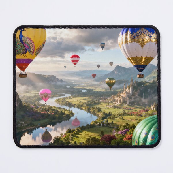 Item preview, Floating Balloons Over Enchanted Fantasy Valley designed and sold by ArtComixHaven.