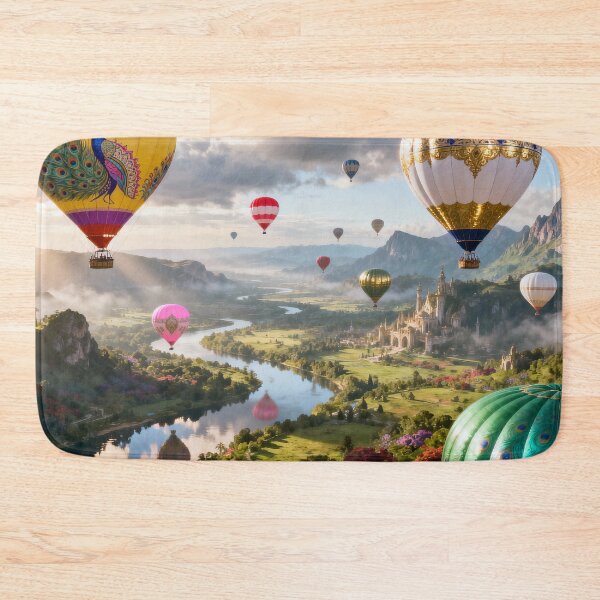 Item preview, Floating Balloons Over Enchanted Fantasy Valley designed and sold by ArtComixHaven.