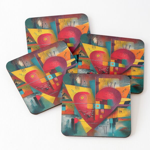 Item preview, A Heart in Motion Abstract Valentine's Composition with Bold Colors and Geometric Energy designed and sold by OlfactoART Studio.