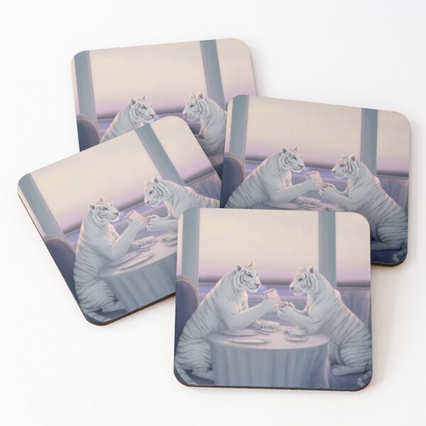 Item preview, White Tigers Tea Party – Artistic Illustration designed and sold by TreatLLC.