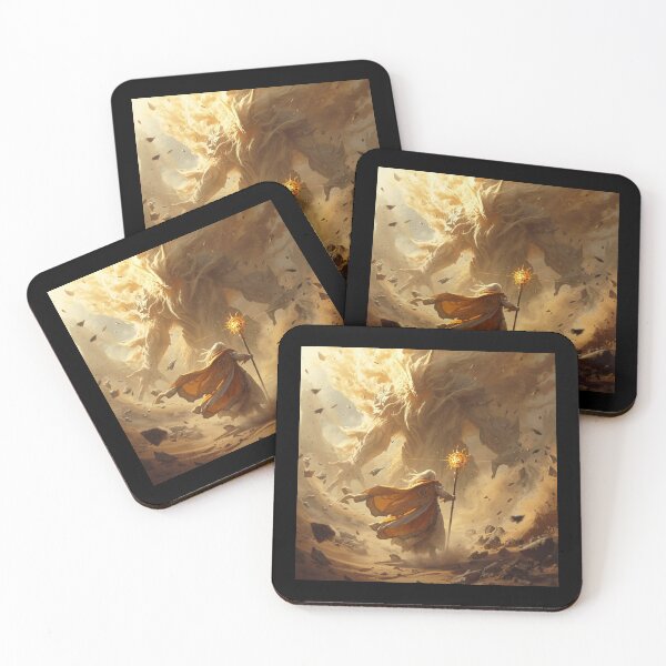 Item preview, Wizard vs Sand Elemental – Epic Desert Fantasy Art designed and sold by Ferdopalec.