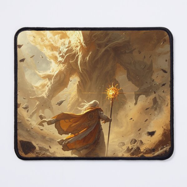 Item preview, Wizard vs Sand Elemental – Epic Desert Fantasy Art designed and sold by Ferdopalec.