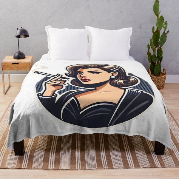 Item preview, Retro Glamorous Smoking Woman Cartoon Illustration. designed and sold by Spark2Seduction.