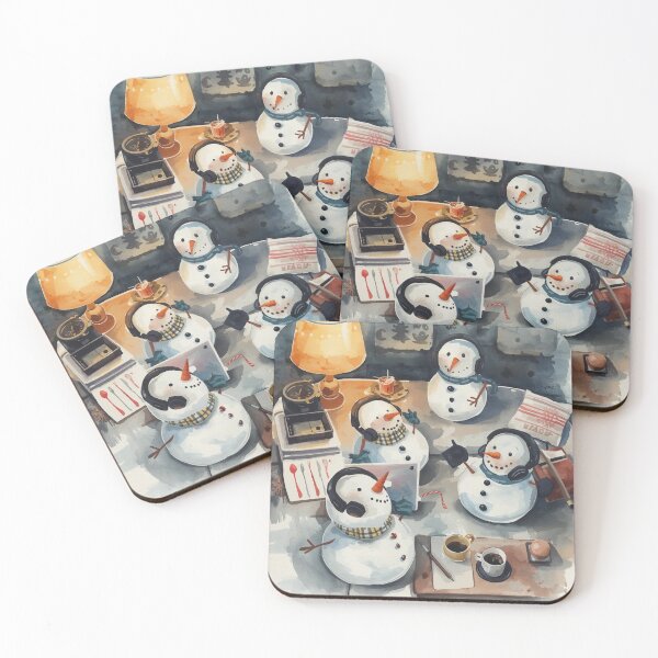 Item preview, Minimalist Snowmen with Quirky Accessories Hangout designed and sold by PixelNest-Haven.