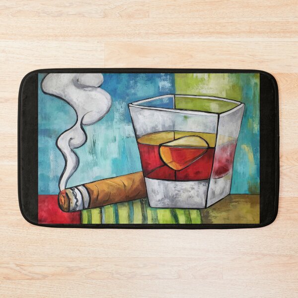 Item preview, Whiskey, Cigar and Fire: A Bold Artistic Moment Framed by Vibrant Lines and Abstract Geometric Energy designed and sold by OlfactoART Studio.