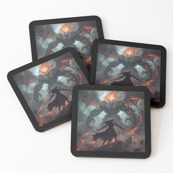 Item preview, Fire Elemental Titan vs Shadow Warrior – Epic Fantasy Artwork designed and sold by Ferdopalec.