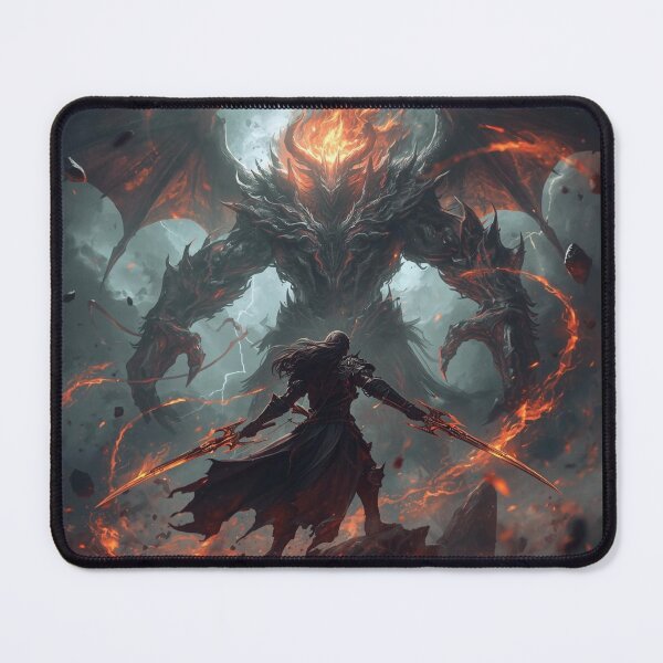 Item preview, Fire Elemental Titan vs Shadow Warrior – Epic Fantasy Artwork designed and sold by Ferdopalec.